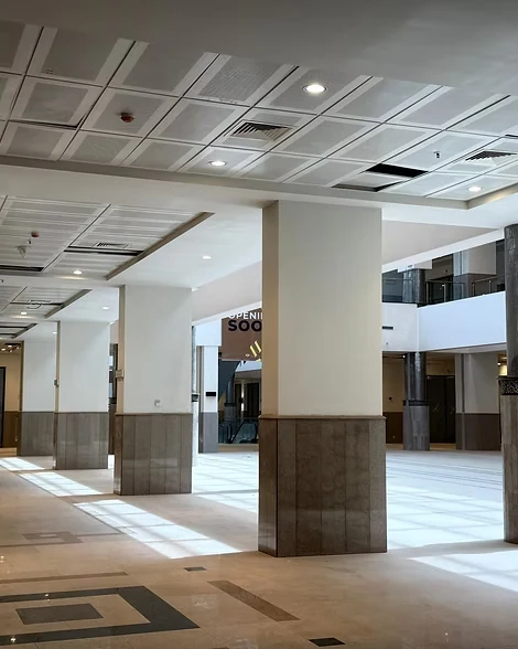 Modular metal suspended ceilings with integrated architectural lighting