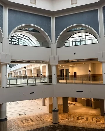 High-traffic ceramic flooring and drywall partition walls