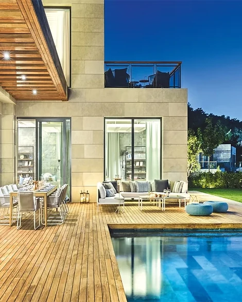 Bodrum villa architecture and natural stone perimeter detailing